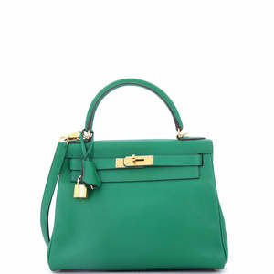 Hermes Kelly 28 Green Evercolor with Gold Hardware